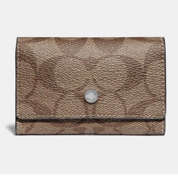 Coach Brown 5 Key Case Signature Canvas
